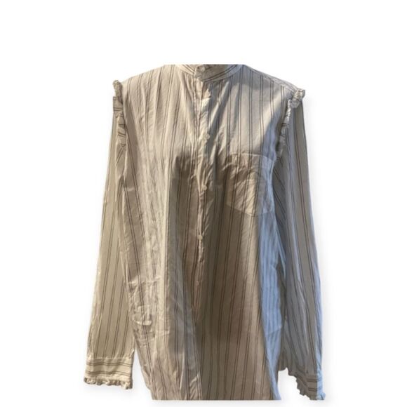 Max Mara Weekend White Striped Cotton Shirt Size 14 - Picture 1 of 15